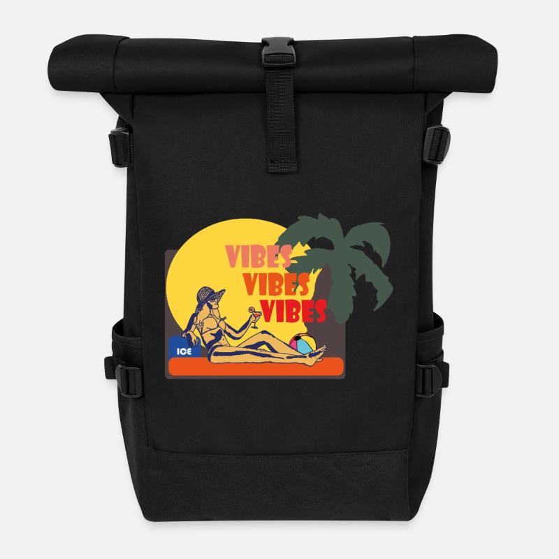 Sommer - Rolltop Rucksack - Schwarz