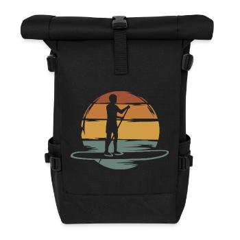 vintage stand up paddle - water sport symbol - Roll Top Backpack - black - Front