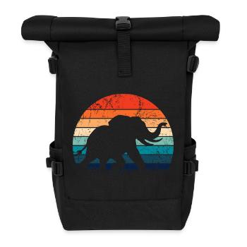 Elefant - Großwild, Stoßzahn, Elfenbein - Rolltop Rucksack - Schwarz - Vorne