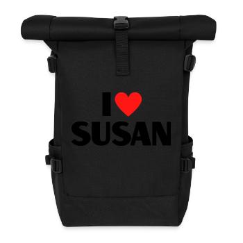 I love Susan Rotes Herz Liebe Fan Geschenk - Rolltop Rucksack - Schwarz - Vorne