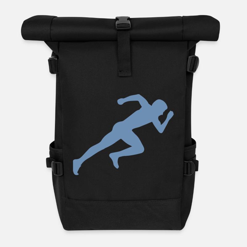 Minimalistisch Silhouette Sprinter Sprinten Rennen - Rolltop Rucksack - Schwarz