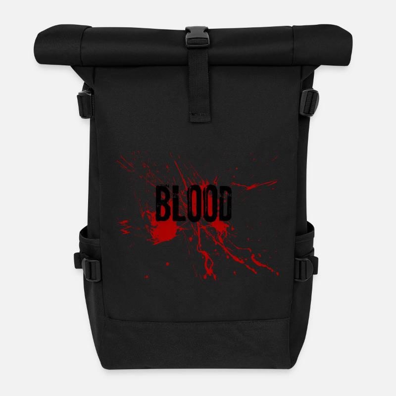 Blutiger Splatter Schriftzug - Rolltop Rucksack - Schwarz