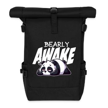 Früh erwachen Panda Illustration - Rolltop Rucksack - Schwarz - Vorne