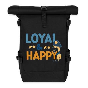 Treuer & Glücklicher Polizeihund - Rolltop Rucksack - Schwarz - Vorne