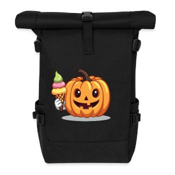 Süßer Grusel Kürbis mit Eiswaffel - Rolltop Rucksack - Schwarz - Vorne