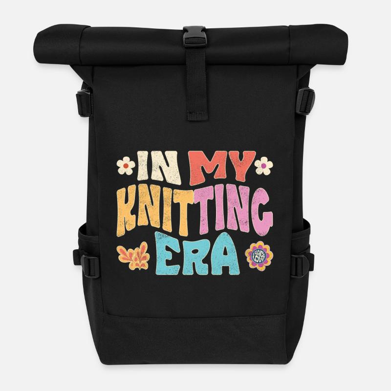 In my knitting era - Rolltop Rucksack - Schwarz