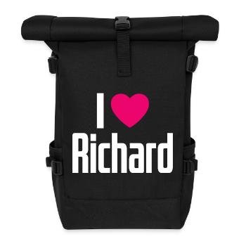 I Love Richard Pinkes Herz Ich liebe Richard - Rolltop Rucksack - Schwarz - Vorne