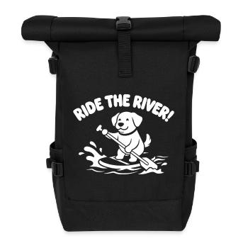 Paddelhund am Fluss - Rolltop Rucksack - Schwarz - Vorne