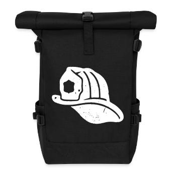 US Feuerwehr Helm Vintage Grunge Vektor - Rolltop Rucksack - Schwarz - Vorne