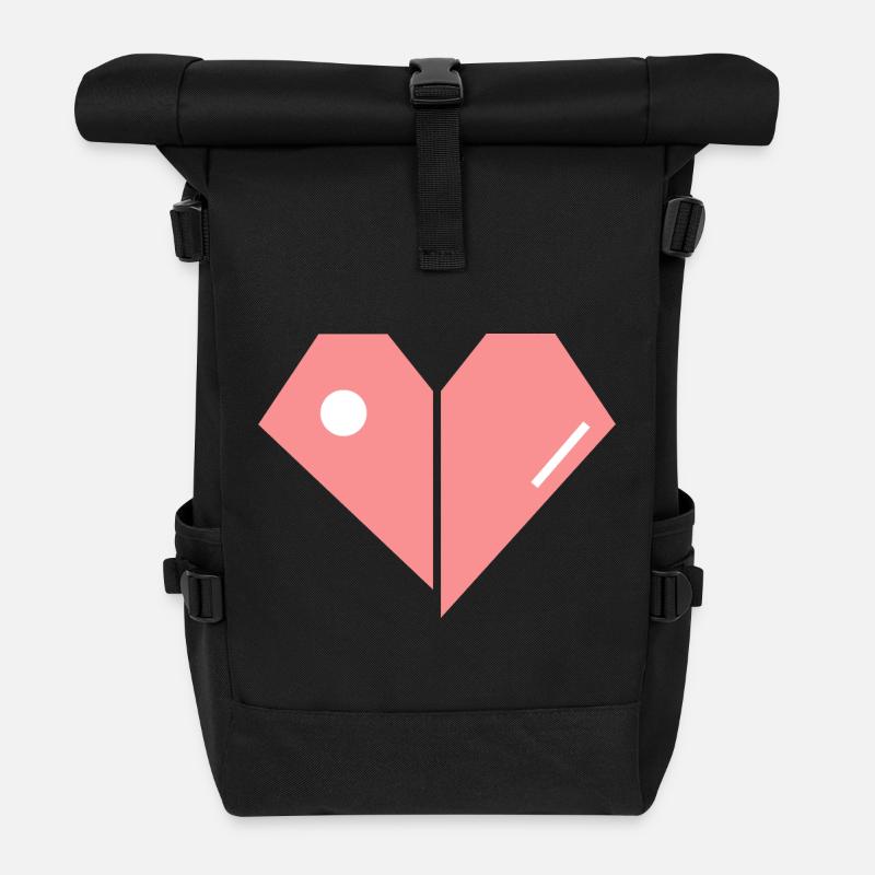 Zerbrochenes Pinkes Herz – Abstrakte Form - Rolltop Rucksack - Schwarz