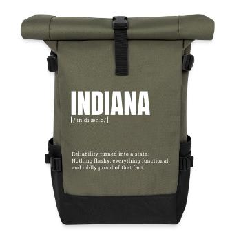 Indiana State Pride Retro-Logo - Rolltop Rucksack - Olive/Schwarz - Vorne