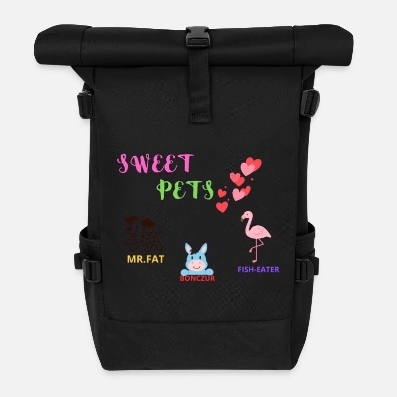 Doux animaux de compagnie – Enfants amis animaux - Sac à dos roll top - noir