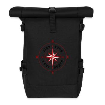 Find Your True North Kompass Kompassrose Symbol - Rolltop Rucksack - Schwarz - Vorne