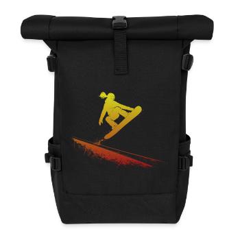 Snowboarderin Slopestyle Action Freestyle Sprung - Rolltop Rucksack - Schwarz - Vorne