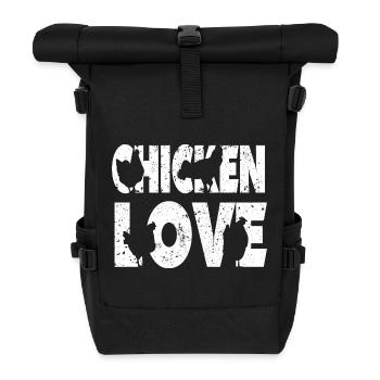 Fans de poulet - Coq - Coq - Poulet fleur - Bio - Sac à dos roll top - noir - Devant