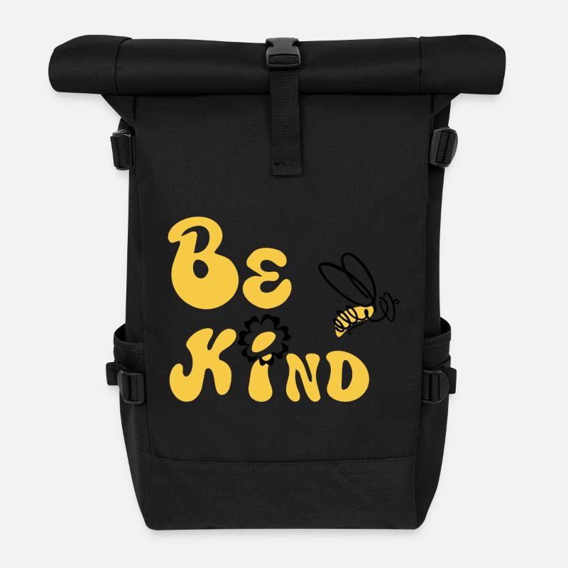 Sei freundlich! - Rolltop Rucksack - Schwarz