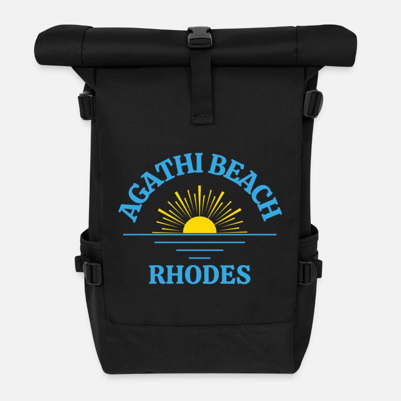 Agathi Beach Rhodes Sunrise - Roll Top Backpack - black