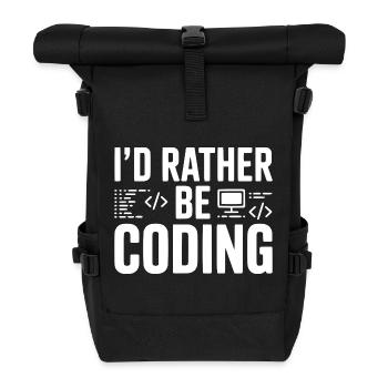 Ich würde lieber programmieren - Rolltop Rucksack - Schwarz - Vorne