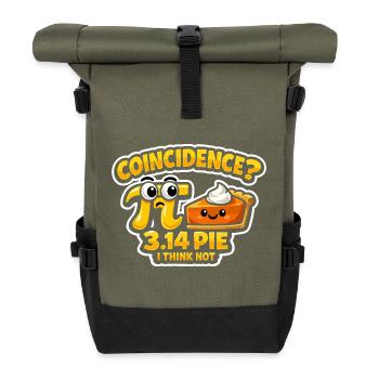 Pi Day Coincidence 3.14 Math Cake Design - Roll Top Backpack - olive/black - Front
