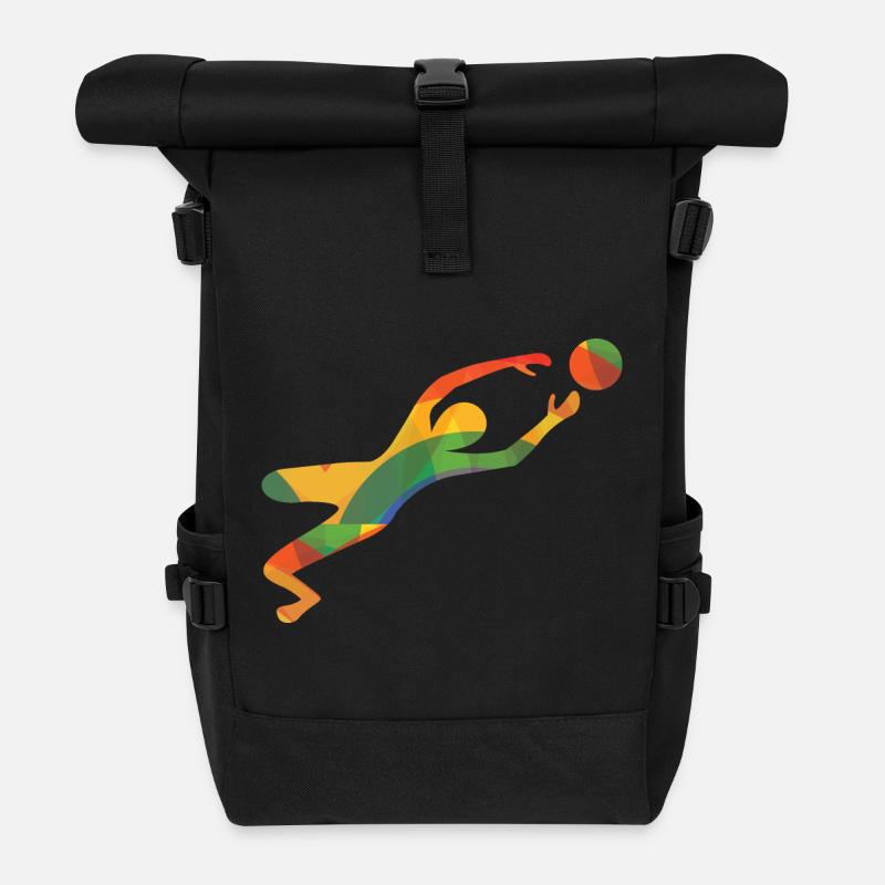 Farbiger Torwart - Rolltop Rucksack - Schwarz