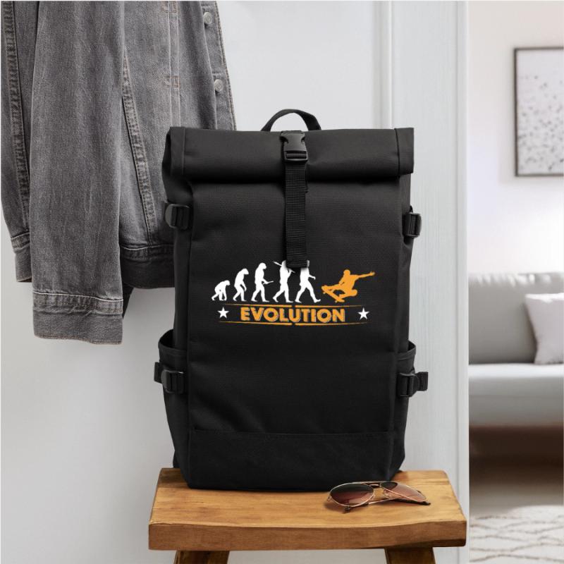 Skateboard Evolution - orange/weiss Rolltop Rucksack