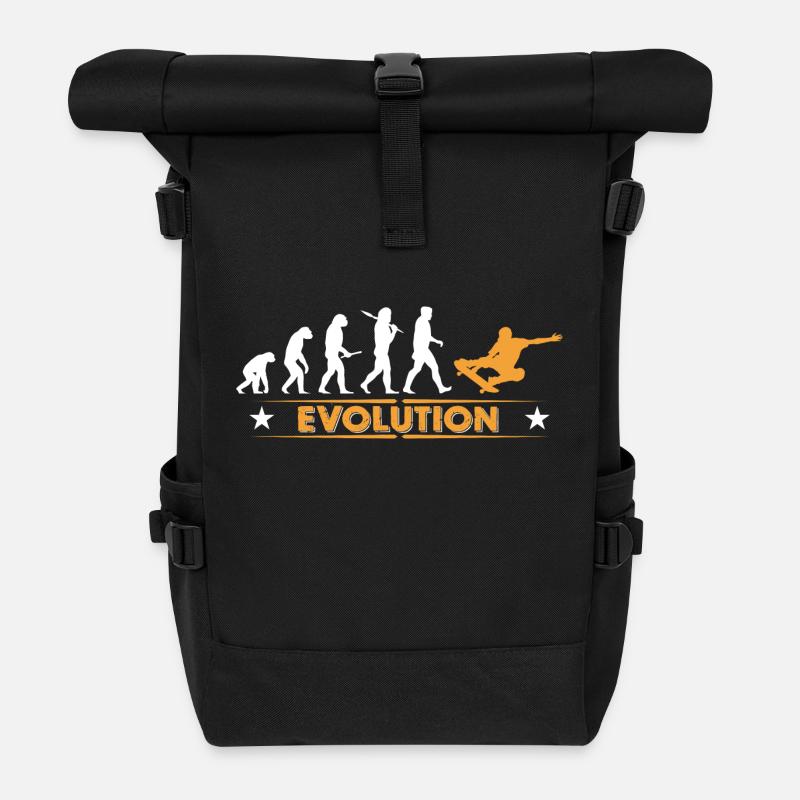 Skateboard Evolution - orange/weiss - Roll Top Backpack - black