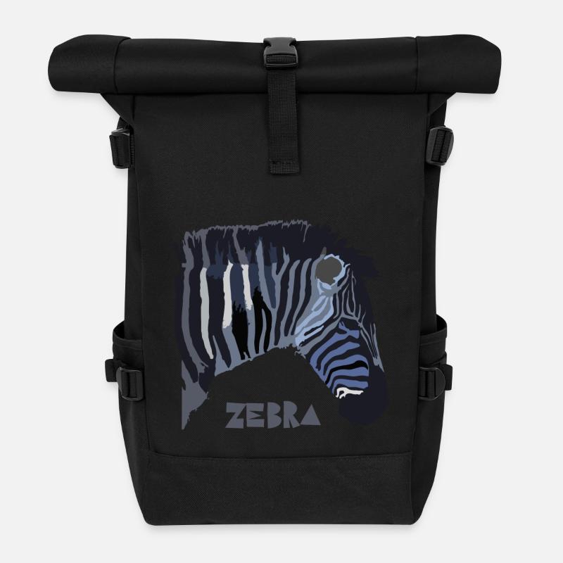 zèbre - Sac à dos roll top - noir