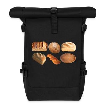 brot broetchen crossaint baecker baguette bread bu - Rolltop Rucksack - Schwarz - Vorne