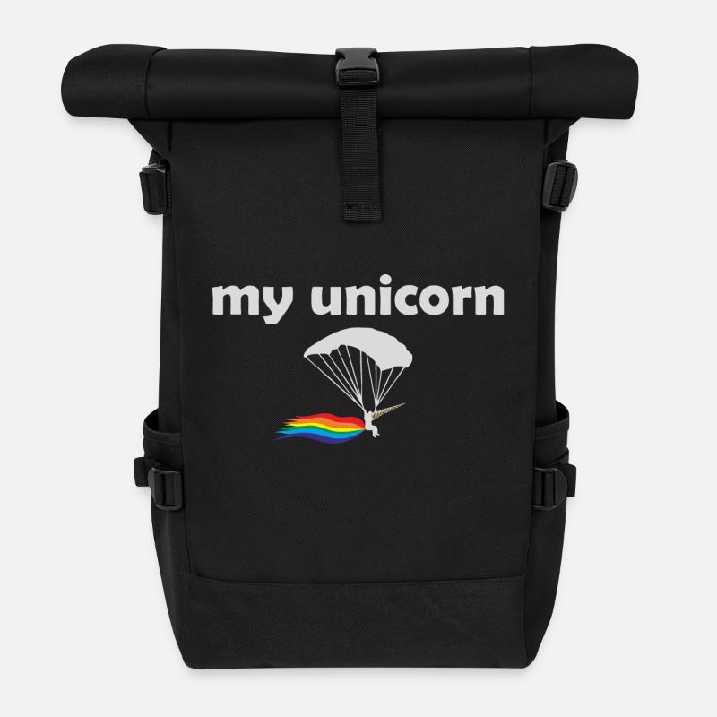 Licorne parachutiste parachutiste cadeau - Sac à dos roll top - noir