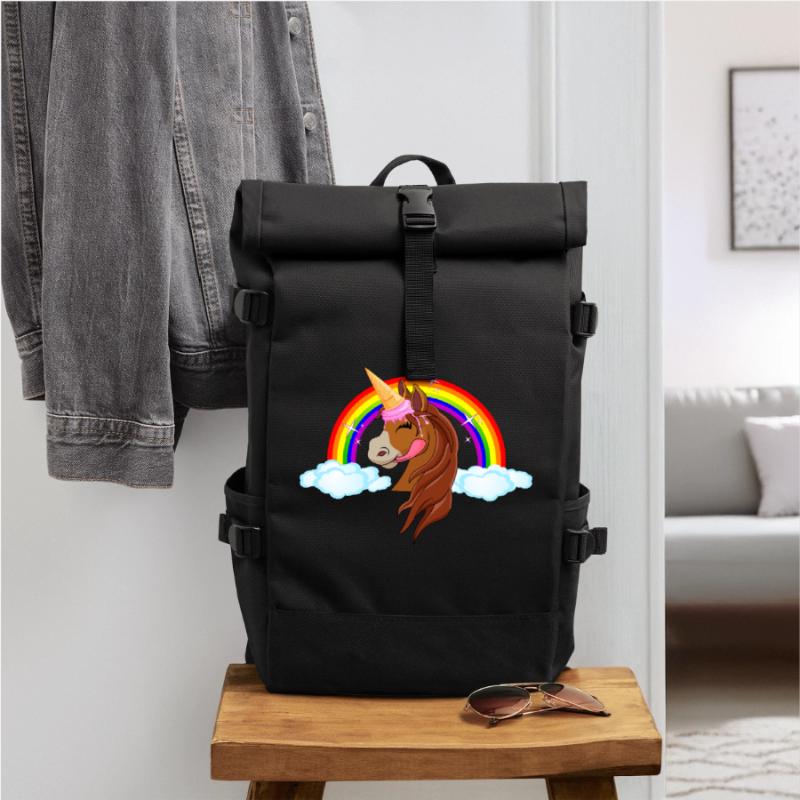 Pony mit Eis - Eishorn Einhorn Regenbogen Märchen Rolltop Rucksack