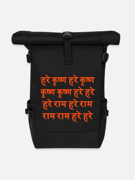 HARE KRISHNA / Sanskrit Maha - Mantra - Rolltop Rucksack - Schwarz