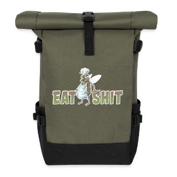 shirt motif fly cook Eat shit new - Roll Top Backpack - olive/black - Front