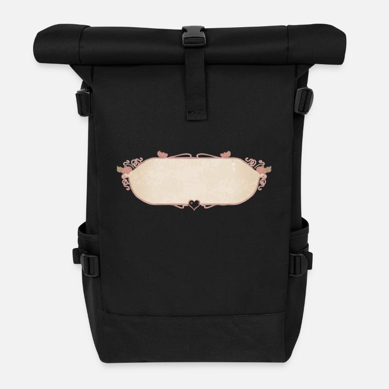 Vintage Shield - Roll Top Backpack - black