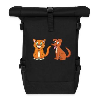 Cat Dog - Roll Top Backpack - black - Front