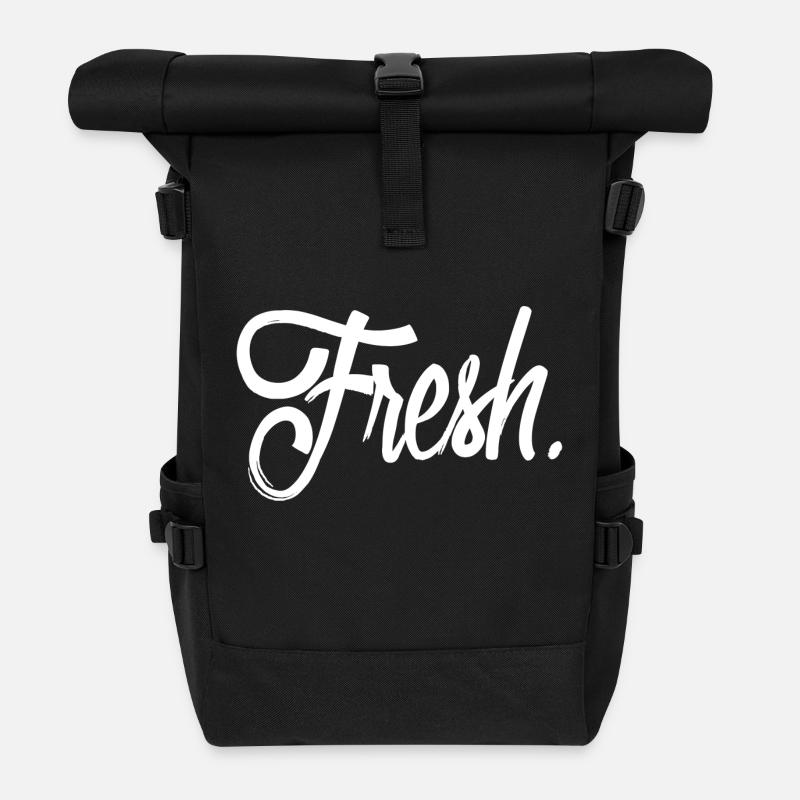 blanc frais - Sac à dos roll top - noir
