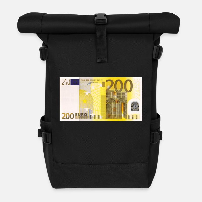 200 Euro Banknote - Rolltop Rucksack - Schwarz