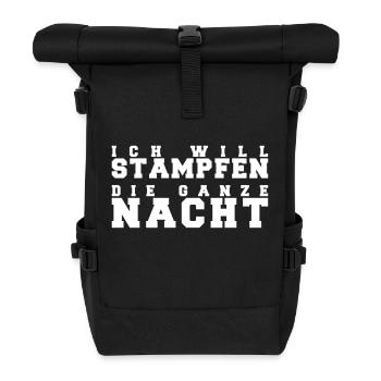 Ich will Stampfen die ganze Nacht Rave Techno Club - Rolltop Rucksack - Schwarz - Vorne