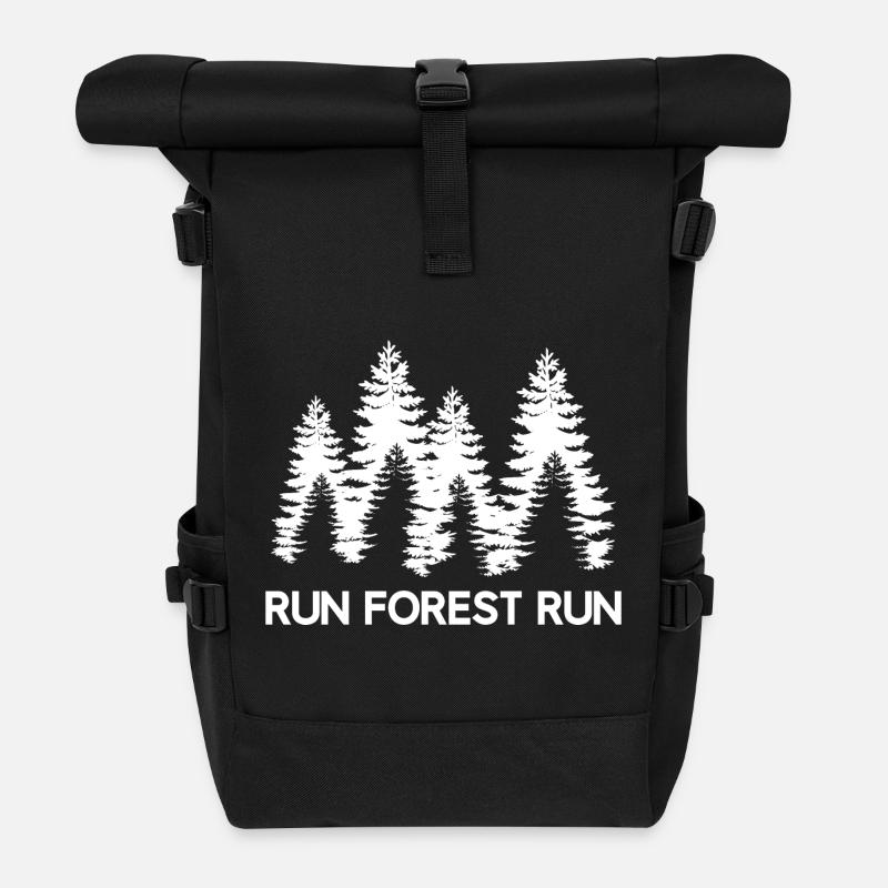 Run Forest Run - Roll Top Backpack - black