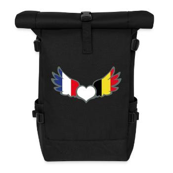 Drapeaux Français et Belge France Belgique - Sac à dos roll top - noir - Devant