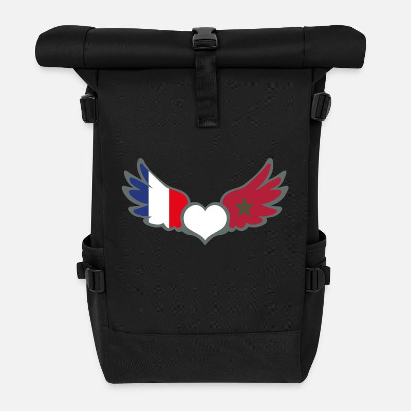 Drapeaux Français et Marocain France Maroc II - Sac à dos roll top - noir