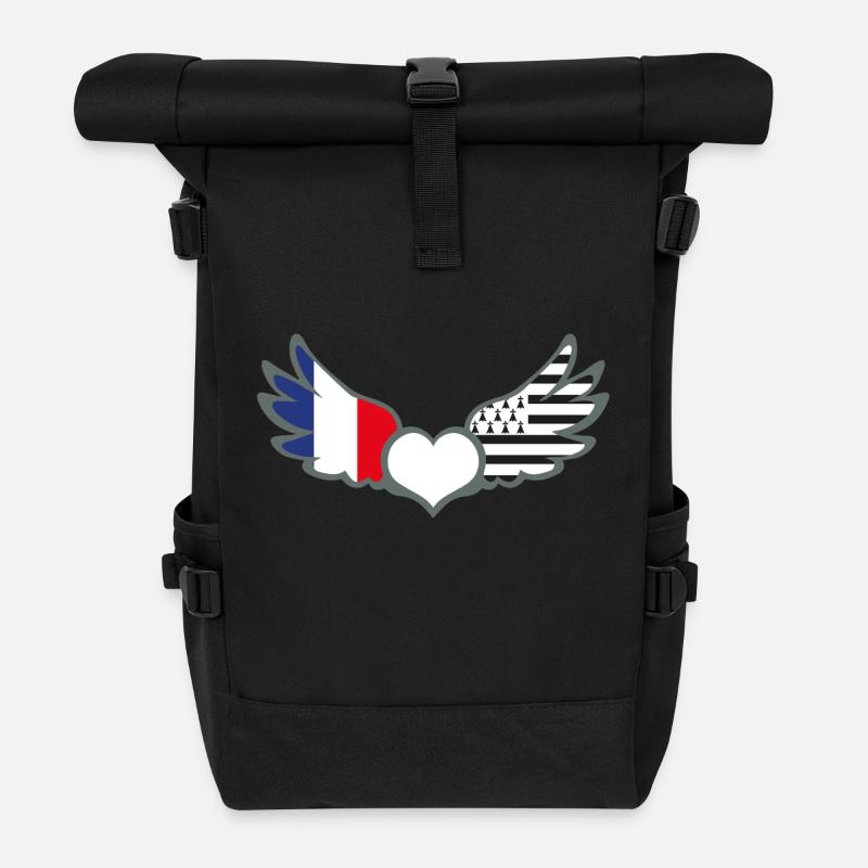 Drapeaux France et Bretagne Français et Breton - Sac à dos roll top - noir