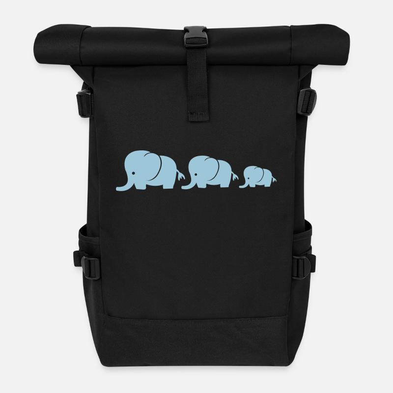 elefanten_familie - Rolltop Rucksack - Schwarz