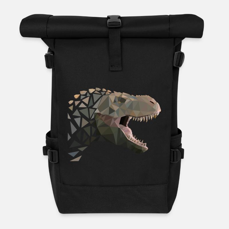 T-Rex / Tyrannosaurus Rex Polygon - Rolltop Rucksack - Schwarz