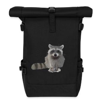 racoon - Roll Top Backpack - black - Front