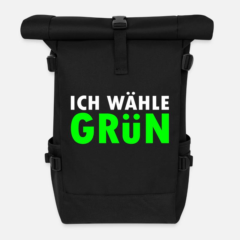 Ich wähle grün - Rolltop Rucksack - Schwarz