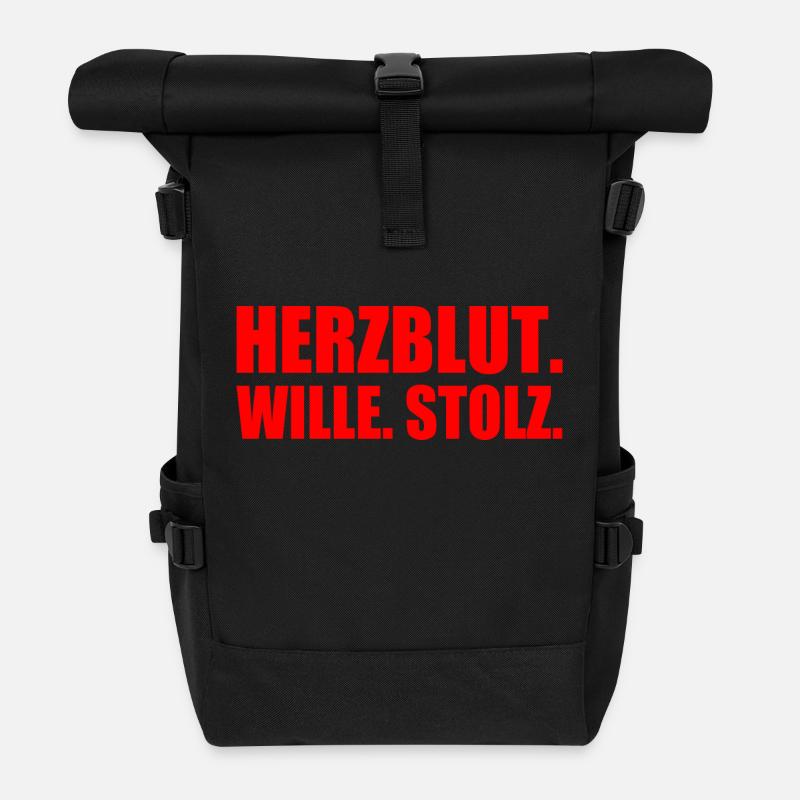 Herzblut wille stolz - Rolltop Rucksack - Schwarz