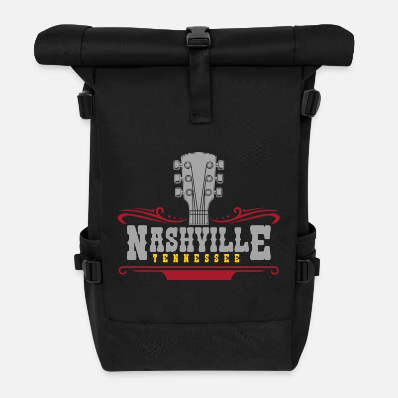 Nashville Tennessee Music | Colors changeable - Roll Top Backpack - black