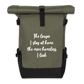The longer I stay at home - Rolltop Rucksack - Olive/Schwarz - Vorne