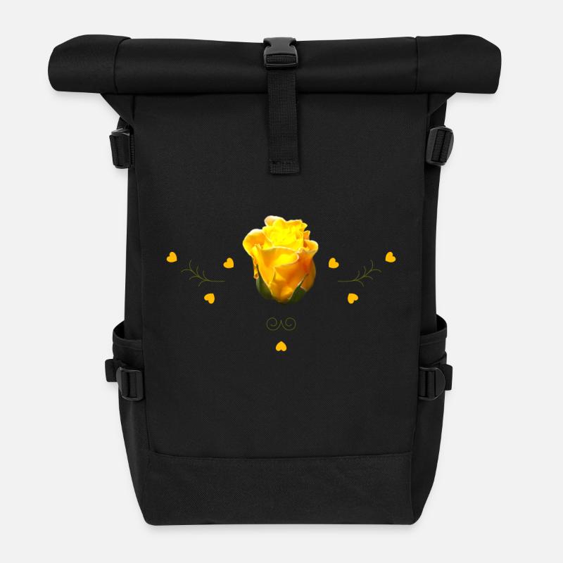 Rose gelbe Rose - Rolltop Rucksack - Schwarz