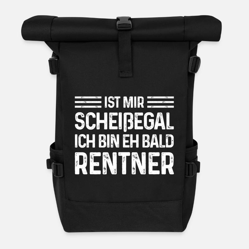 Rente Ist mir scheißegal Ich bin eh bald Rentner - Rolltop Rucksack - Schwarz